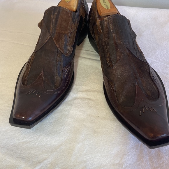 JO GHOST Brown Leather Slip On Men’s Dress ShoeMade in Italy EU 44 US 10.5 New! - Picture 2 of 10